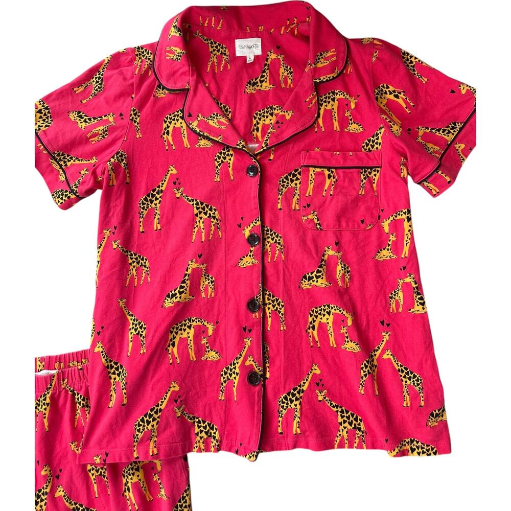 EUC Bedhead Giraffes In Love Short Sleeve Cotton Jersey Cropped Pajama Set Sz M - Picture 6 of 13